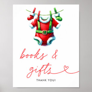 Holly Christmas Santa Baby shower Boeken en gesche Poster
