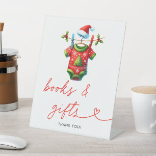 Holly Christmas Santa Baby shower Boeken en gesche Reclamebord Met Voetstuk