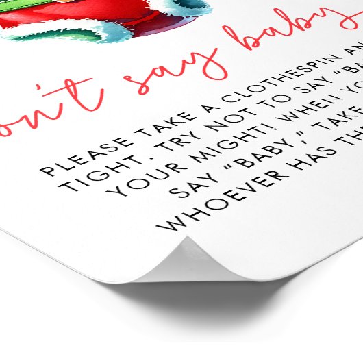 Holly Christmas Santa Baby shower Dont Say Baby Poster (Hoek)