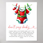 Holly Christmas Santa Baby shower Dont Say Baby Poster (Voorkant)