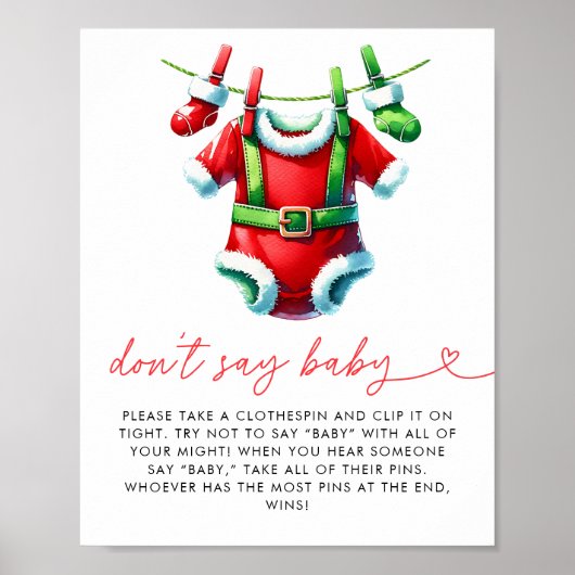 Holly Christmas Santa Baby shower Dont Say Baby Poster (Voorkant)