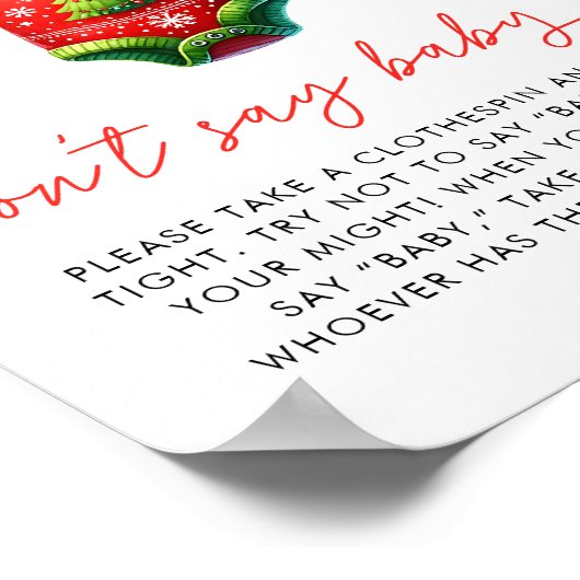 Holly Christmas Santa Baby shower Dont Say Baby Poster (Hoek)