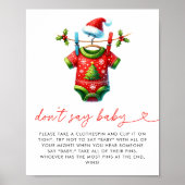 Holly Christmas Santa Baby shower Dont Say Baby Poster (Voorkant)