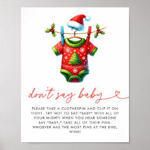 Holly Christmas Santa Baby shower Dont Say Baby Poster