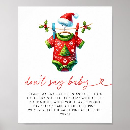 Holly Christmas Santa Baby shower Dont Say Baby Poster (Voorkant)