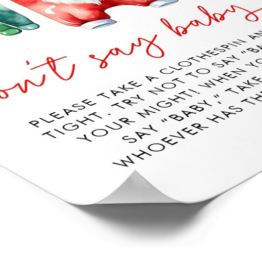 Holly Christmas Santa Baby shower Dont Say Baby Poster (Hoek)