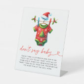 Holly Christmas Santa Baby shower Dont Say Baby Reclamebord Met Voetstuk (Voorkant)
