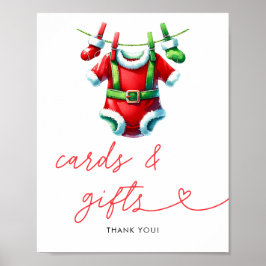 Holly Christmas Santa Baby shower Kaarten en cadea Poster