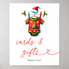 Holly Christmas Santa Baby shower Kaarten en cadea Poster