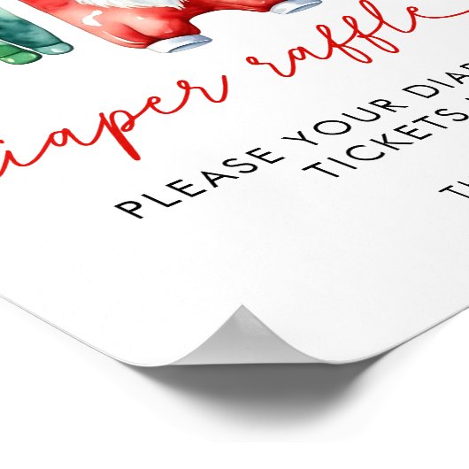 Holly Christmas Santa Baby shower Luier Raffle Poster (Hoek)