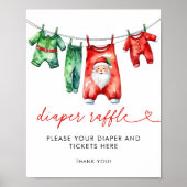 Holly Christmas Santa Baby shower Luier Raffle Poster (Voorkant)