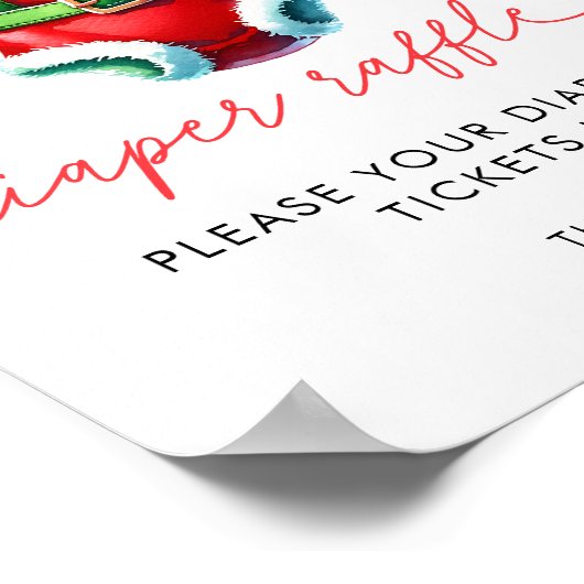 Holly Christmas Santa Baby shower Luier Raffle Poster (Hoek)