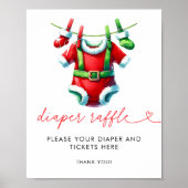 Holly Christmas Santa Baby shower Luier Raffle Poster (Voorkant)