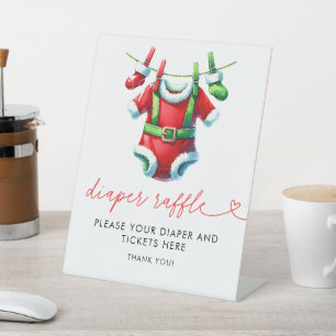Holly Christmas Santa Baby shower Luier Raffle Reclamebord Met Voetstuk