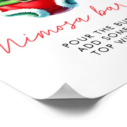 Holly Christmas Santa Baby shower Mimosa Bar Poster (Hoek)