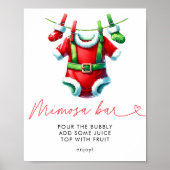 Holly Christmas Santa Baby shower Mimosa Bar Poster (Voorkant)