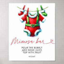 Holly Christmas Santa Baby shower Mimosa Bar Poster
