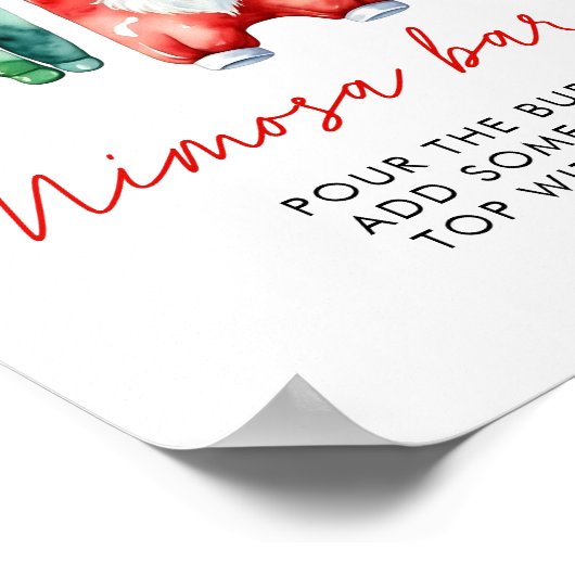 Holly Christmas Santa Baby shower Mimosa Bar Poster (Hoek)