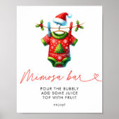 Holly Christmas Santa Baby shower Mimosa Bar Poster (Voorkant)