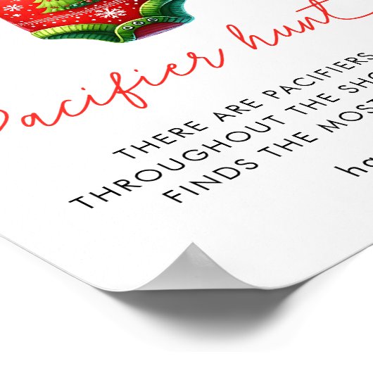 Holly Christmas Santa Baby shower Pacifier Hunt Poster (Hoek)