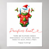 Holly Christmas Santa Baby shower Pacifier Hunt Poster (Voorkant)