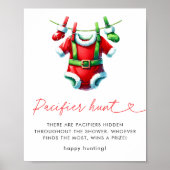 Holly Christmas Santa Baby shower Pacifier Hunt Poster (Voorkant)