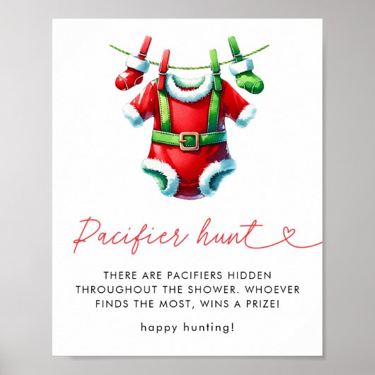 Holly Christmas Santa Baby shower Pacifier Hunt Poster (Voorkant)
