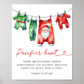 Holly Christmas Santa Baby shower Pacifier Hunt Poster (Voorkant)