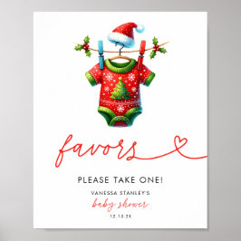 Holly Christmas Santa Baby shower voorkeursbord Poster