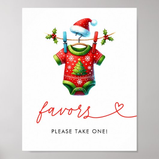 Holly Christmas Santa Baby shower voorkeursbord Poster (Voorkant)