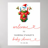 Holly Christmas Santa Baby shower Welkomstbord Poster (Voorkant)