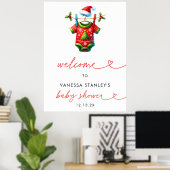 Holly Christmas Santa Baby shower Welkomstbord Poster (Thuiskantoor)
