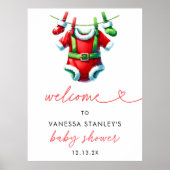 Holly Christmas Santa Baby shower Welkomstbord Poster (Voorkant)