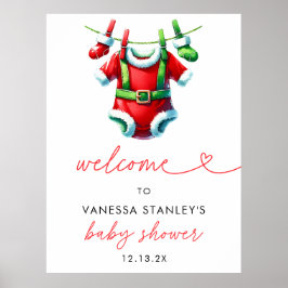Holly Christmas Santa Baby shower Welkomstbord Poster
