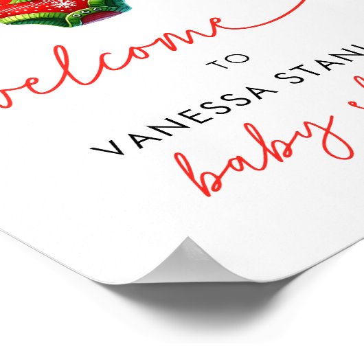 Holly Christmas Santa Baby shower Welkomstbord Poster (Hoek)