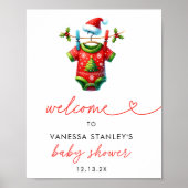 Holly Christmas Santa Baby shower Welkomstbord Poster (Voorkant)