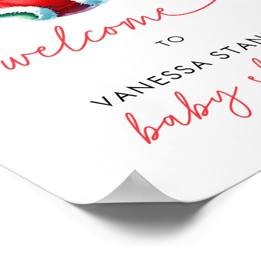 Holly Christmas Santa Baby shower Welkomstbord Poster (Hoek)