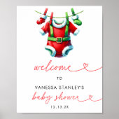 Holly Christmas Santa Baby shower Welkomstbord Poster (Voorkant)