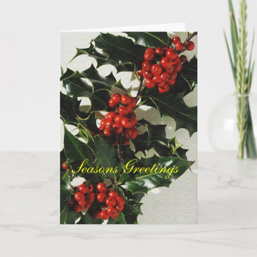 Holly Christmas-Sjabloon Feestdagen Kaart (Voorkant)