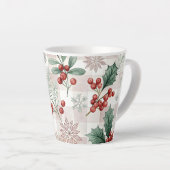 Holly Christmas Snow Watercolor Latte Mok (Rechterhoek)
