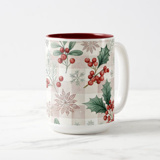 Holly Christmas Snow Watercolor Tweekleurige Koffiemok