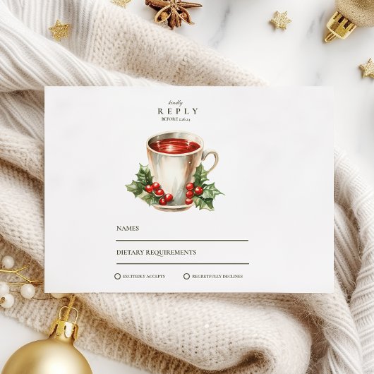  Holly Christmas Wedding RSVP Kaartje