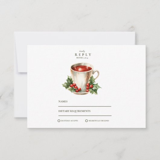  Holly Christmas Wedding RSVP Kaartje (Voorkant)