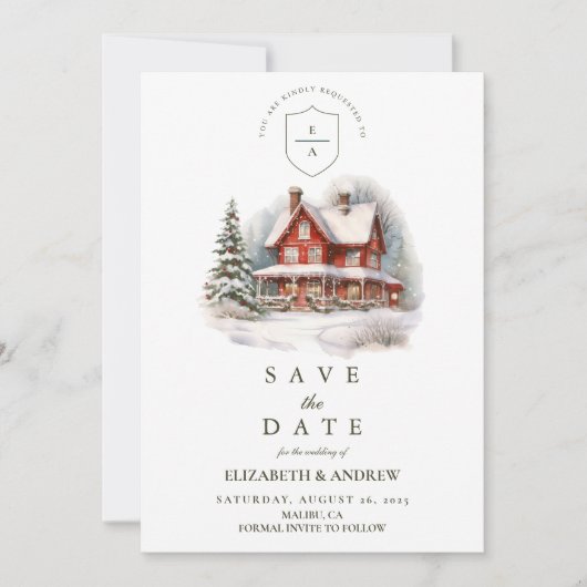  Holly Christmas Wedding Save The Date (Voorkant)
