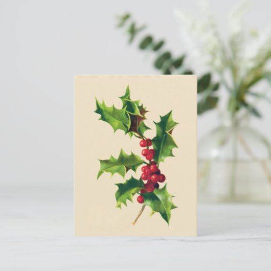 Holly Christmas Wenskaart Feestdagenkaart (Staand voorkant)