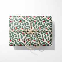  Holly Christmas Wrapping Paper - Beige