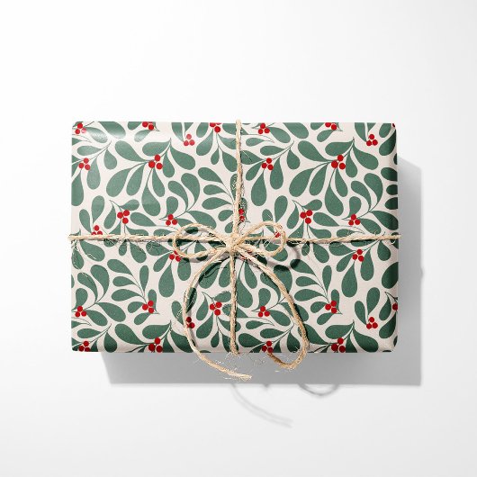  Holly Christmas Wrapping Paper - Beige Cadeaupapier