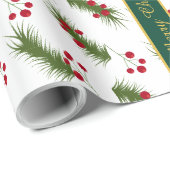  Holly Christmas Wrapping Paper met tekst Cadeaupapier (Rol Hoek)