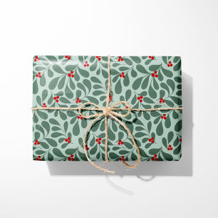  Holly Christmas Wrapping Paper - Mint Cadeaupapier