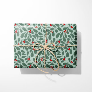  Holly Christmas Wrapping Paper - Mint Cadeaupapier